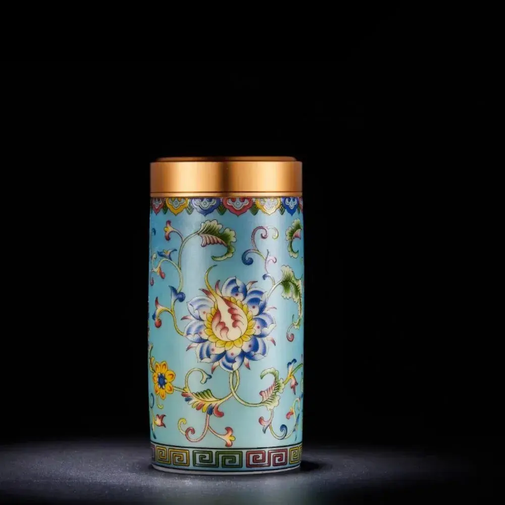 Enamel Color Porcelain Tea Canister Sealed Ceramic General Jar Storage Jars Desk Decoration Tea Cans Candy Pots Tea Caddy