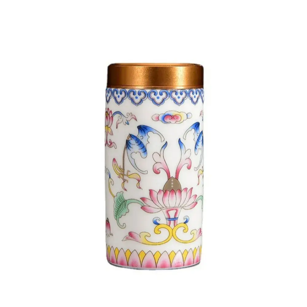 Enamel Color Porcelain Tea Canister Sealed Ceramic General Jar Storage Jars Desk Decoration Tea Cans Candy Pots Tea Caddy