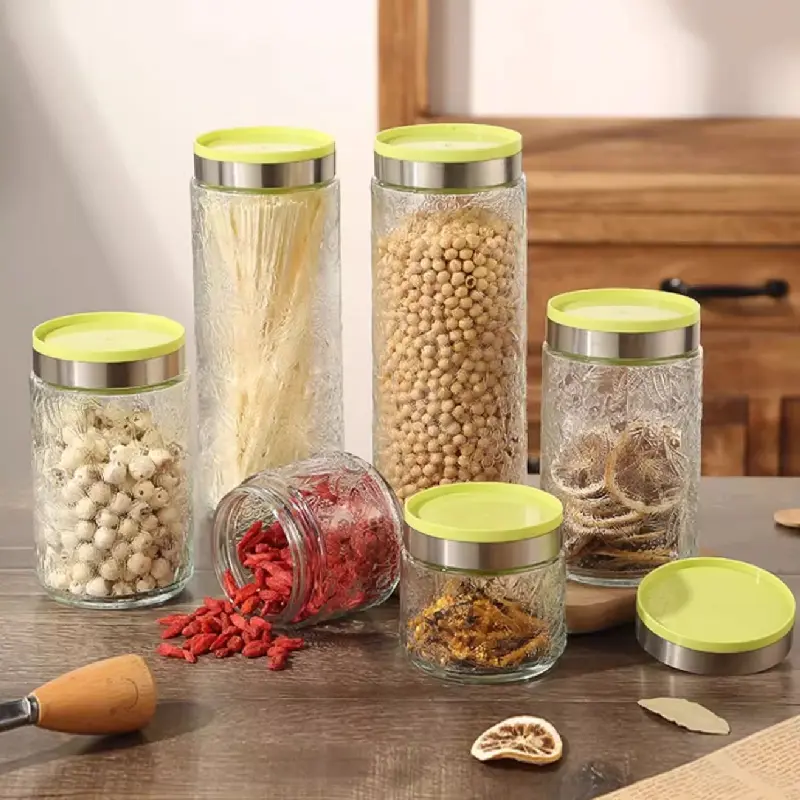 Glass Sealed Storage Jar Food-grade Glass Household Miscellaneous Grains Storage Jar Condiment Miscellaneous Grains Glass Jar