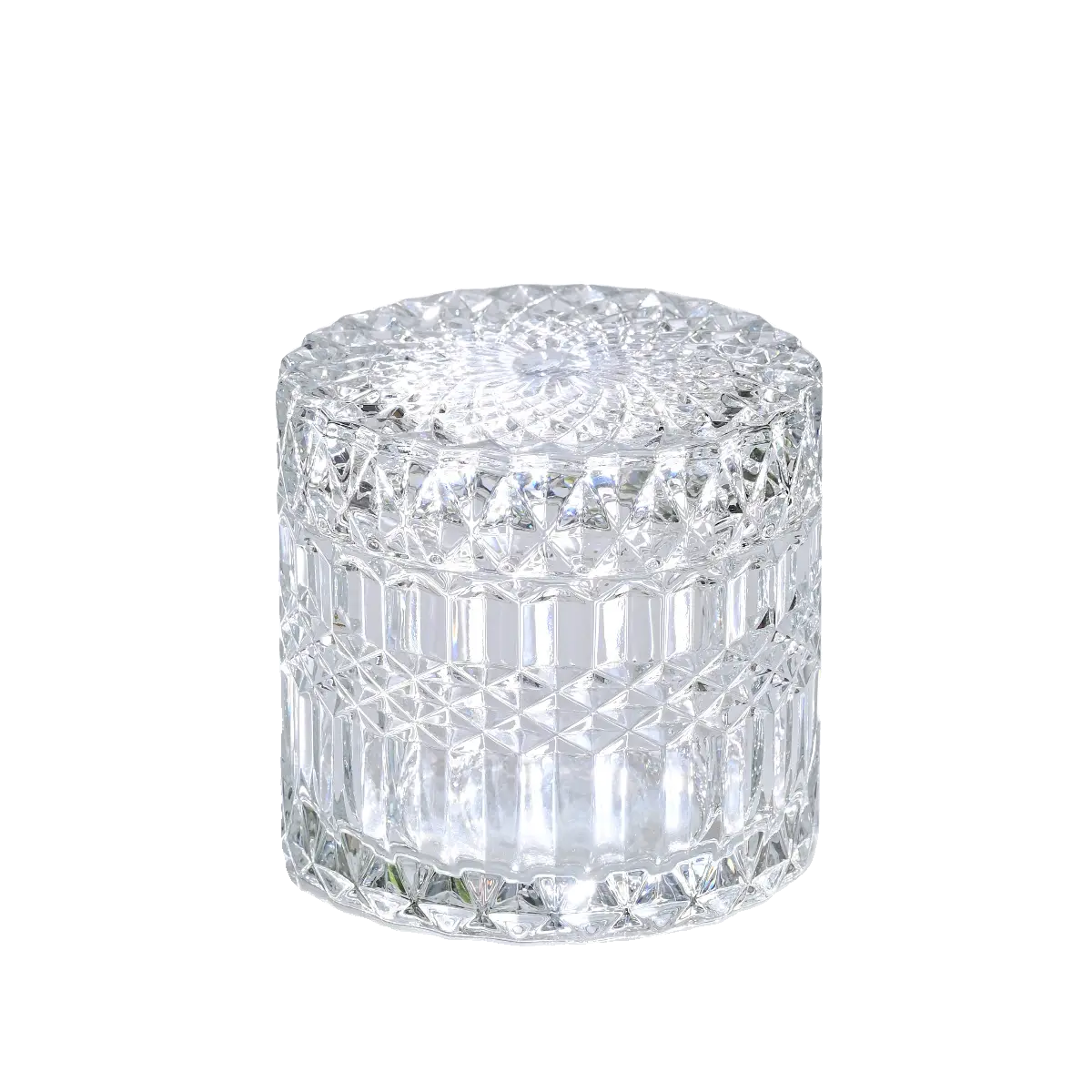 Transparent Glass Jar Jewelry Cotton Swabs Storage Box Embossed European Storage Box Home Decoration Ornaments Storage Jar