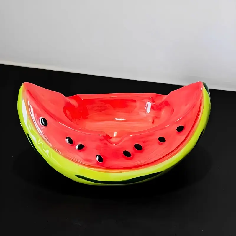 Creative Watermelon Ashtray Ceramic Ashtray Storage Accessories Anti Fly Ash Ashtray Living Room Desktop Decoration Ornaments