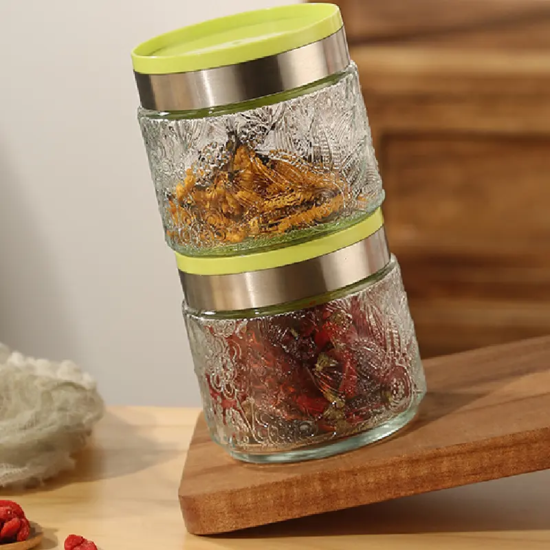 Glass Sealed Storage Jar Food-grade Glass Household Miscellaneous Grains Storage Jar Condiment Miscellaneous Grains Glass Jar