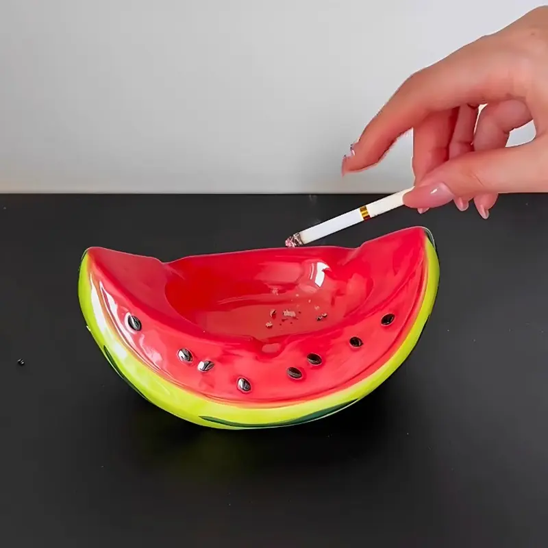 Creative Watermelon Ashtray Ceramic Ashtray Storage Accessories Anti Fly Ash Ashtray Living Room Desktop Decoration Ornaments