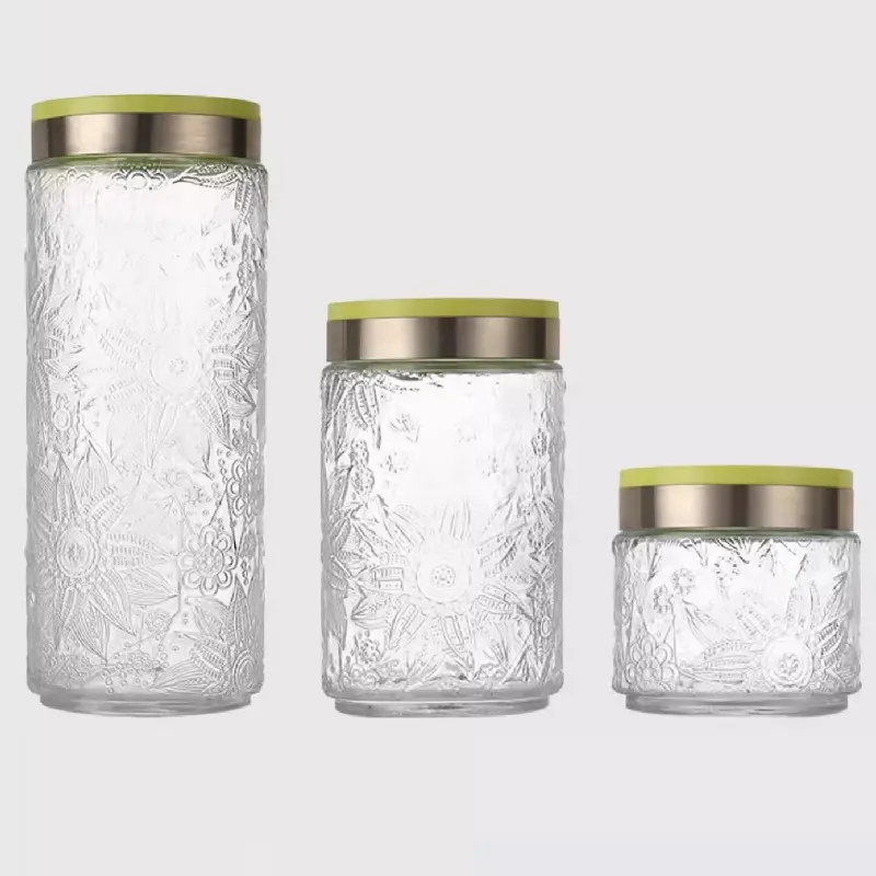Glass Sealed Storage Jar Food-grade Glass Household Miscellaneous Grains Storage Jar Condiment Miscellaneous Grains Glass Jar