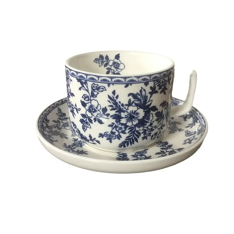 200ML English Retro Coffee Mug Ceramic Mug Exquisite Gift Coffee Cup Dish Living Room Decoration Coffee Mug Home Decoration