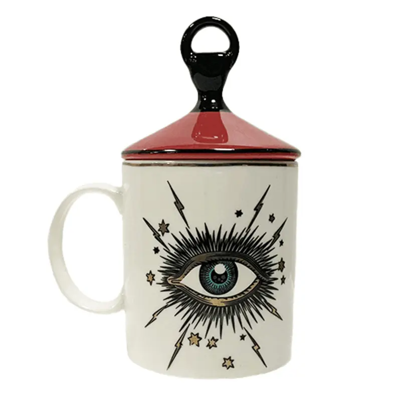 Abstract Eye Ceramic Cup Creative Abstract Coffee Cup with Lid Tableware Aromatherapy Candle Cup Candy Bottle Home Decoration