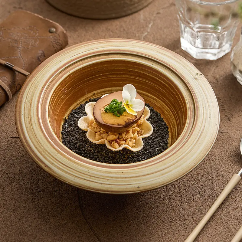 Coarse Pottery Jupiter Dishes Creative Straw Hat Dishes Round Tableware Kitchen Supplies Soup Bowl European Kitchen Utensils