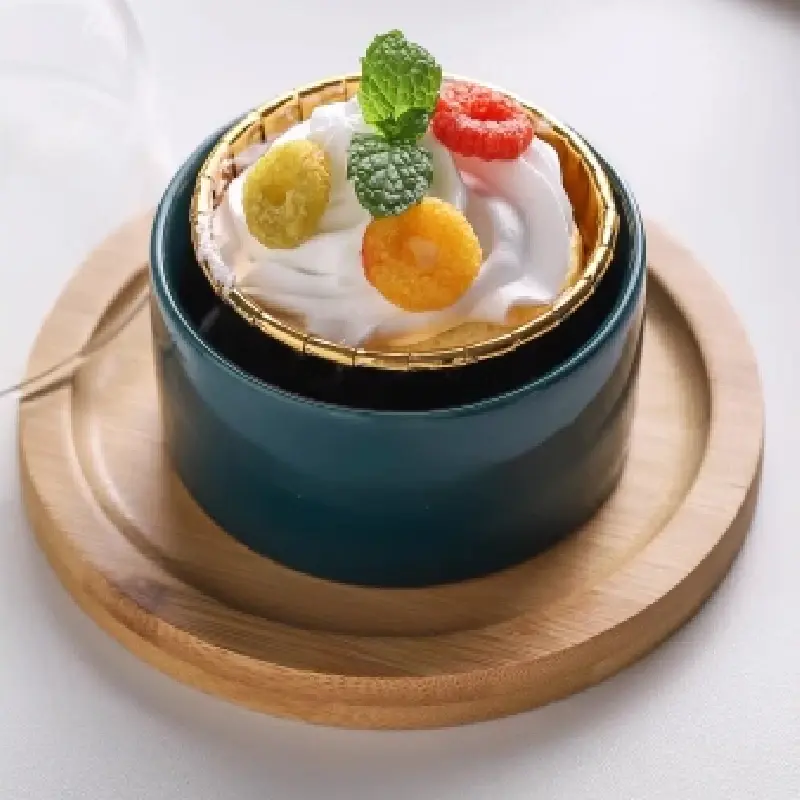 Ceramic Cake Fruit Bowl Pudding Soup Cup Glass Lid Jam Ice Cream Fresh Dessert Plate Bird's Nest Dessert Bowl Kitchen Supplies