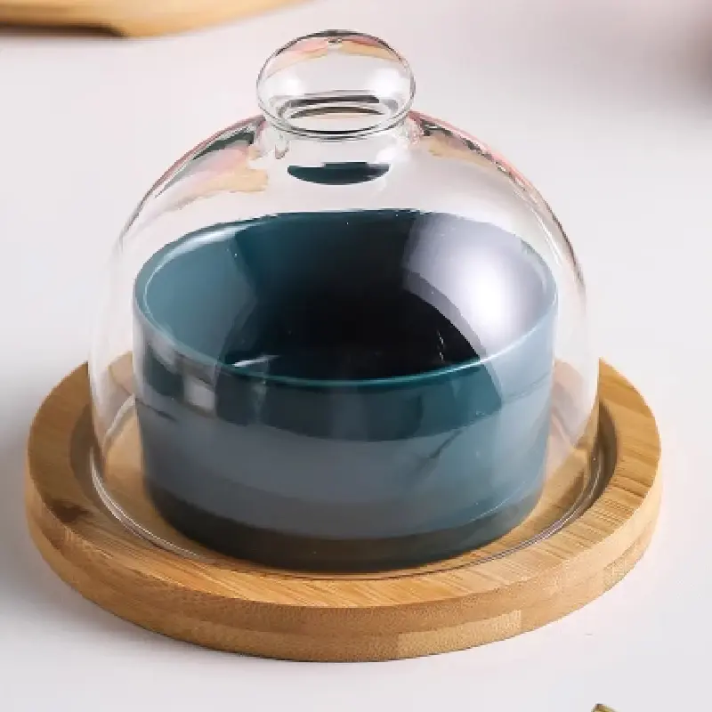 Ceramic Cake Fruit Bowl Pudding Soup Cup Glass Lid Jam Ice Cream Fresh Dessert Plate Bird's Nest Dessert Bowl Kitchen Supplies