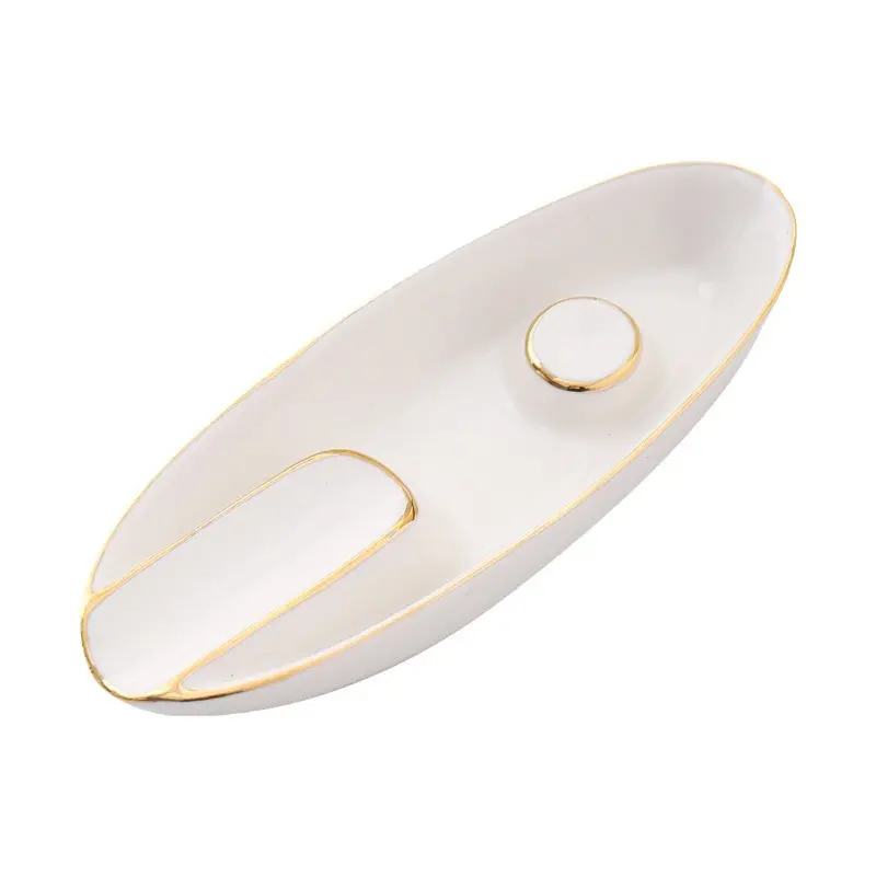 Ceramic Gold-painted Cigar Ashtray Creative Personality Fashion Trend Household Portable Cigar Ashtray Special Cigar Accessories