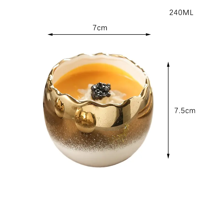 Egg-shaped Dessert Bowl Gradient Electroplating Ceramic Bowl Steamed Egg Yogurt Special Restaurant Hotel Tableware Kitchenware