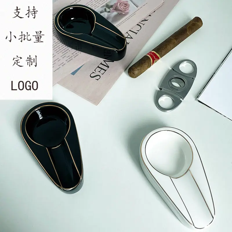 Portable European-style Single-slot Ceramic Ashtray for Porcelain Cigar Ashtray in Phnom Penh Home Decoration Accessories