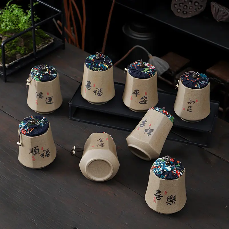 Coarse Pottery Tea Pot Sealed Moisture-proof Pot Small Portable Household Tea Box Tea Storage Pot Home Decoration Storage Box
