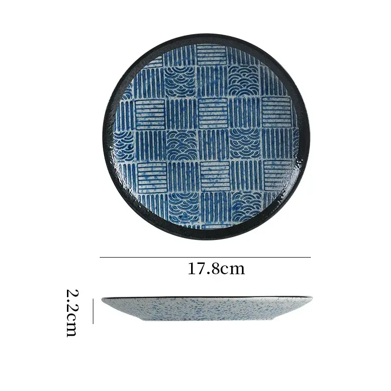 Japanese-style Ceramic Household Shallow Plate Flat Plate Western Food Plate Senior Hotel Tableware Steak Tray Retro Dish Tray