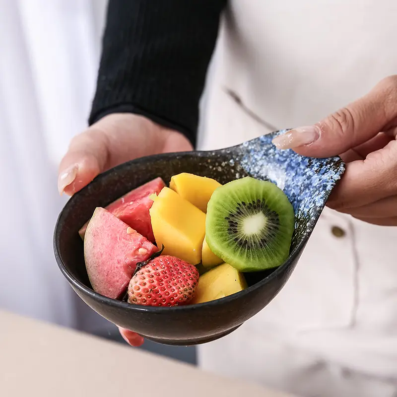 Japanese Ceramic Seasoning Dish Creative Snack Dish Vintage Dip Dish Vinegar Dish Soy Sauce Dish Bowl with Handle Tableware