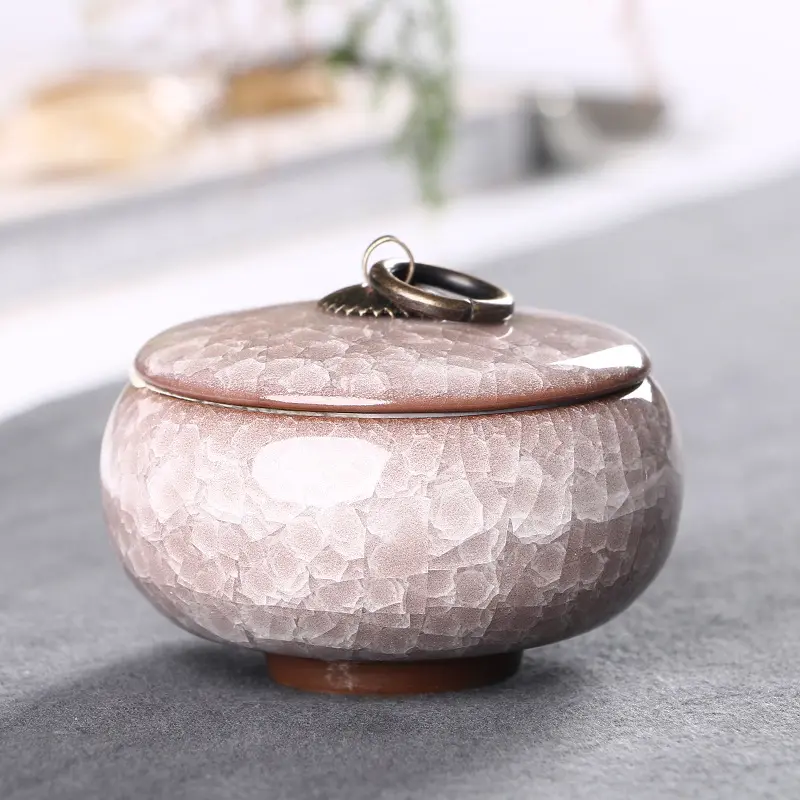 Tea Jar Color Crack Ceramic Tea Jar Storage Tank Portable Delicate Small Tea Box Portable Mini Storage Box Home Decoration