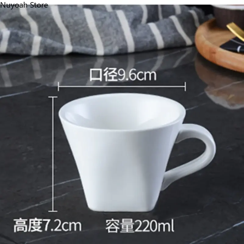 European Style Creative Coffee Cup Set Ceramic Cup Household Small Cup White Simple Ceramic Creative Milk Tea Cup and Saucer