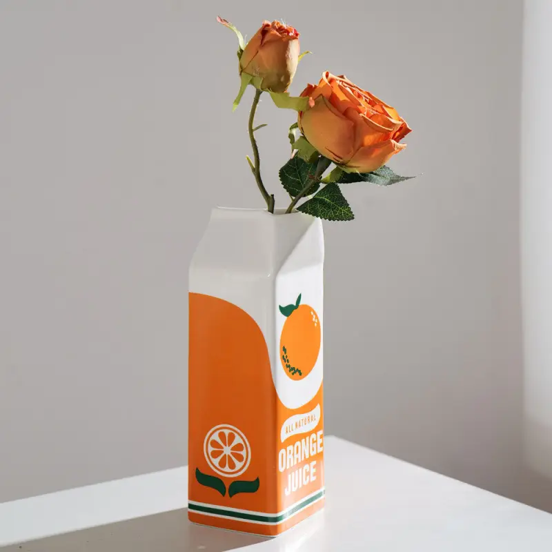 Ceramic Vases, Creative Oranges Fruits Ceramic Utensils Home Decor Living Room Flower Planters Hydroponic Vases Home Ornaments