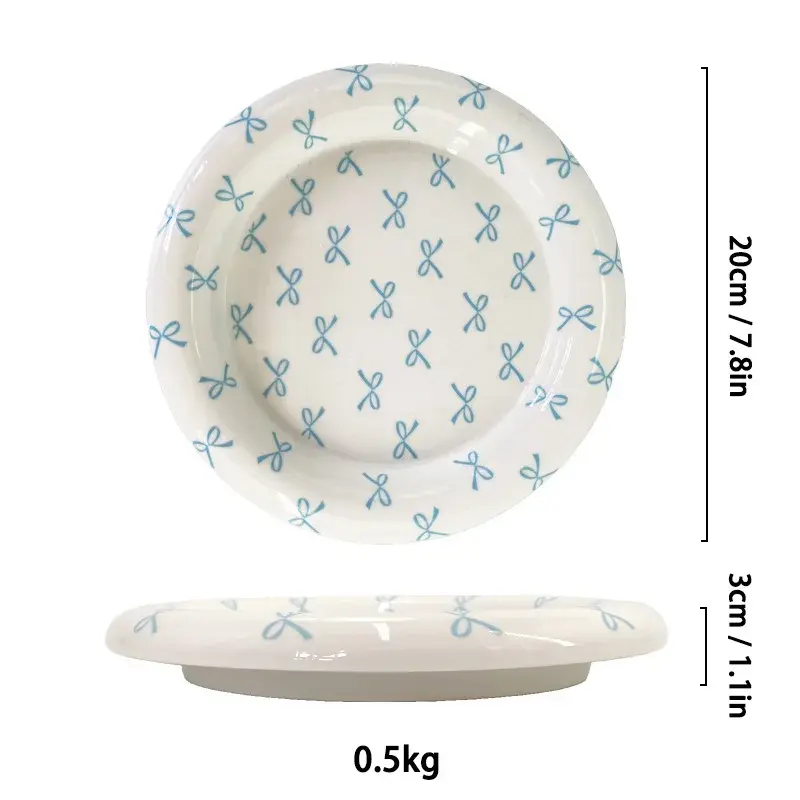 Round Thick-edged Ceramic Plate Creative Steak Western Plate Nordic Tableware Ceramic Plate Main Dish Kitchen Utensils Tray