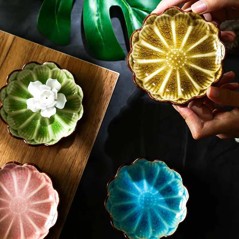 Crack Glaze Ceramic Small Dish Japanese Home Restaurant Vinegar Dish Seasoning Dip Dish Sushi Sauce Dish Cold Dish Snack Dish