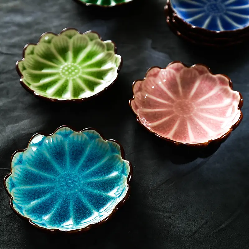 Crack Glaze Ceramic Small Dish Japanese Home Restaurant Vinegar Dish Seasoning Dip Dish Sushi Sauce Dish Cold Dish Snack Dish