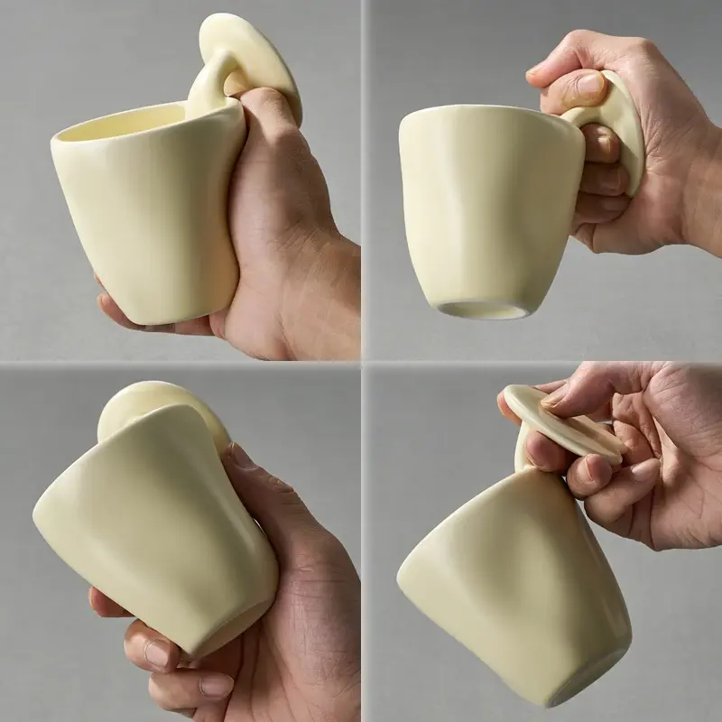 200ML Creative ceramic mug inverted teacup tea set latte mug cute stereo cup milk cup coffee mug restaurant home holiday gift