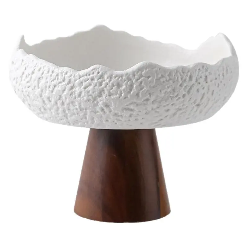 Stone Grain Ceramic Irregular Goblet Creative Shaped Ceramic Fruit Snack Salad Bowl Senior Hotel Tableware Table Decoration