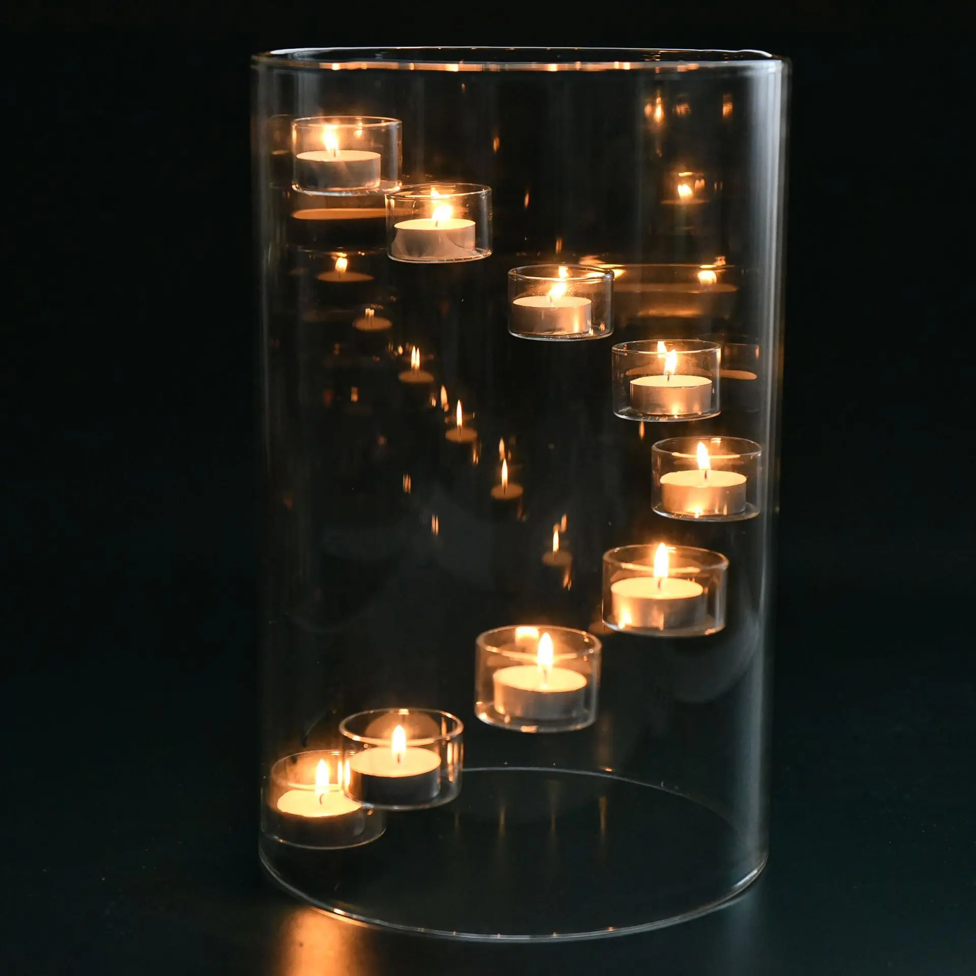 European-style Glass Candlestick Cylindrical Candlestick Candlelight Dinner Decorative Aesthetic Ornaments Wedding Decoration
