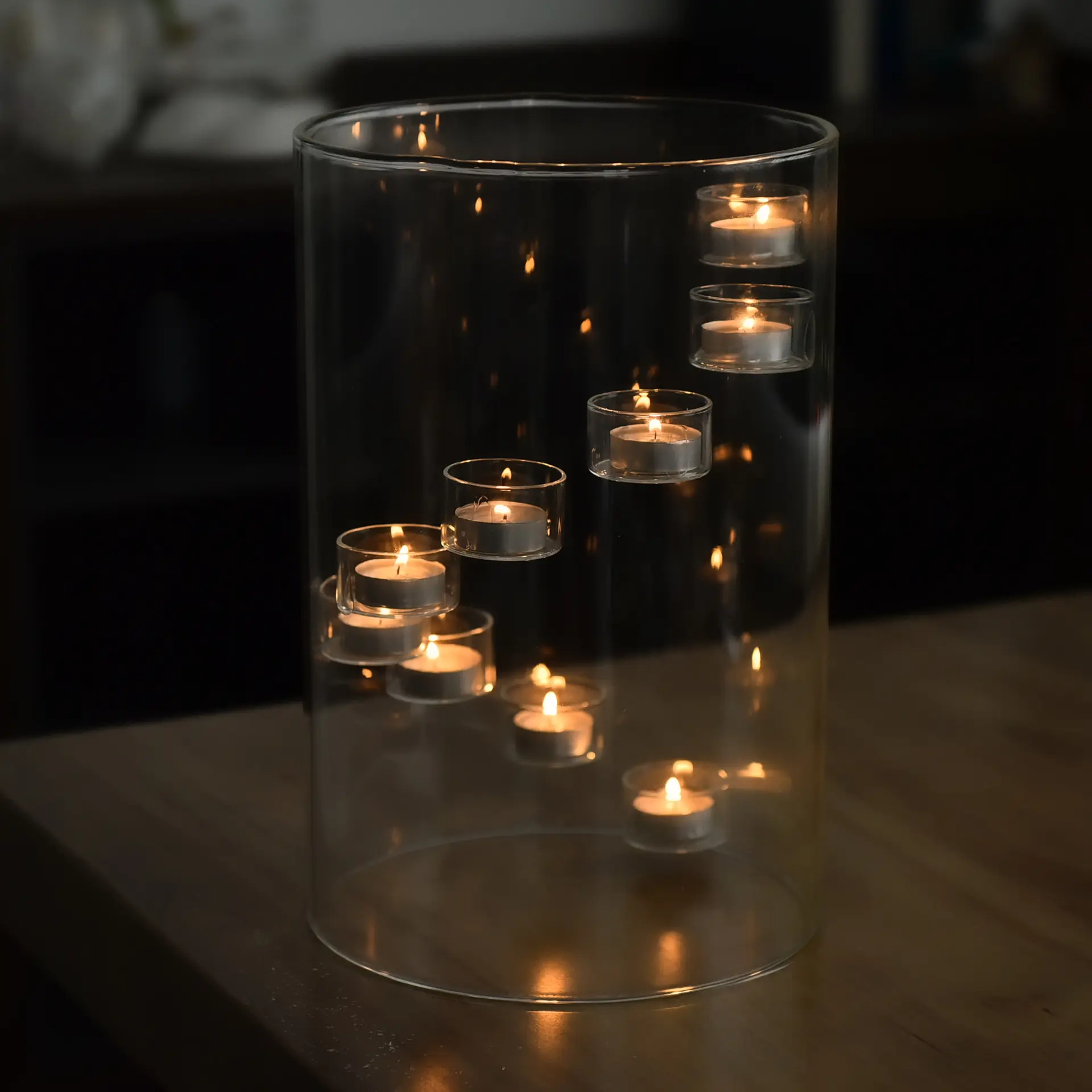 European-style Glass Candlestick Cylindrical Candlestick Candlelight Dinner Decorative Aesthetic Ornaments Wedding Decoration