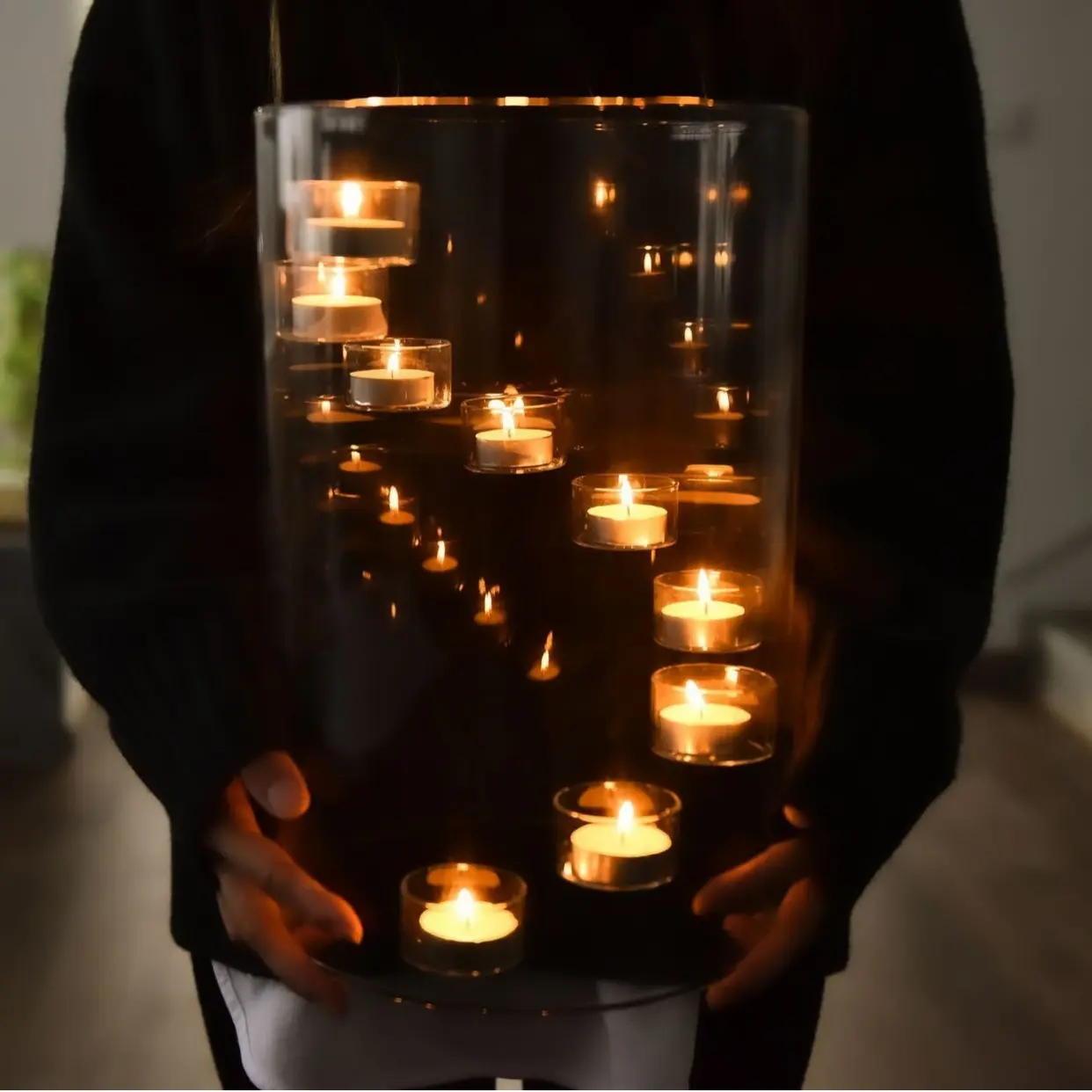 European-style Glass Candlestick Cylindrical Candlestick Candlelight Dinner Decorative Aesthetic Ornaments Wedding Decoration