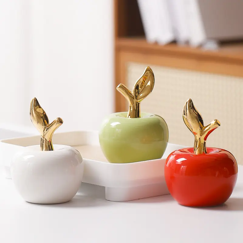 Creative European Apple Ornaments Indoor Porch Living Room Bookcase TV Cabinet Desktop Ceramic Crafts Aesthetic Ornaments