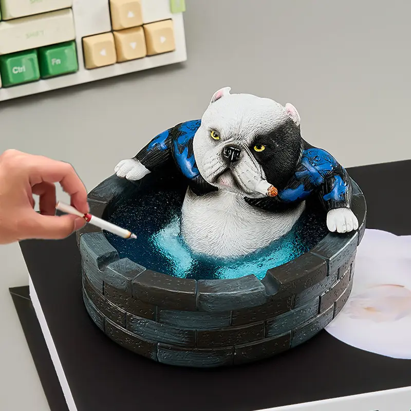 Creative Cat Toilet Ashtray Simulation Animal Ashtray with Cover Dust-proof Flying Table Decoration To Send Boyfriend Gifts