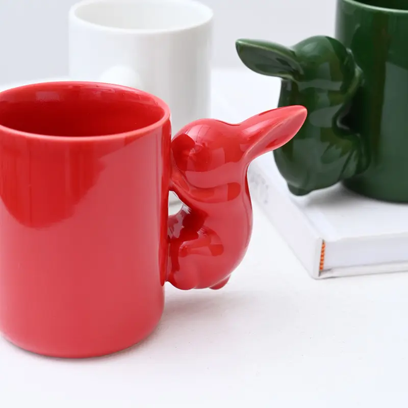 Cute Rabbit Handle Coffee Cup Ceramic Cartoon Animal Water Cup Breakfast Milk Cup Creative Mug Drinking Decorative Home Gifts