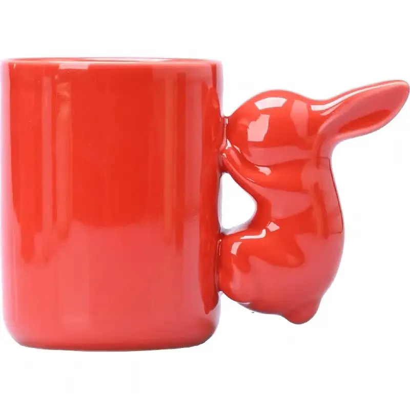 Cute Rabbit Handle Coffee Cup Ceramic Cartoon Animal Water Cup Breakfast Milk Cup Creative Mug Drinking Decorative Home Gifts