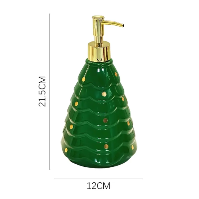 Creative Christmas Tree Pressing Emulsion Bottle Household Shampoo and Shower Gel Shampoo Water Bottle Ceramic Empty Bottle