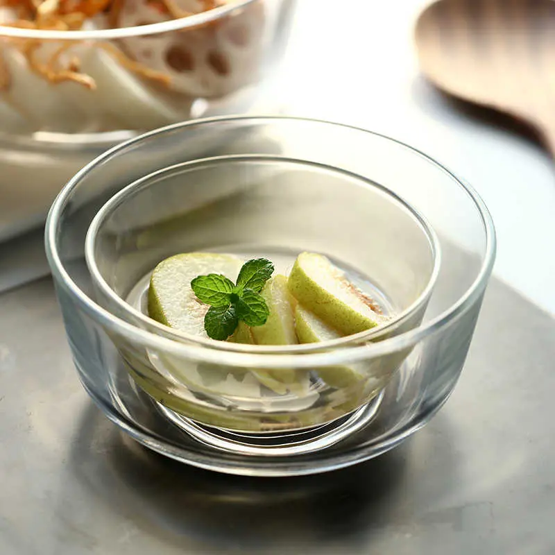 Transparent Glass Salad Bowl Household Kitchen Supplies Simple Vegetable Bowl Dessert Bowl Fruit Bowls
