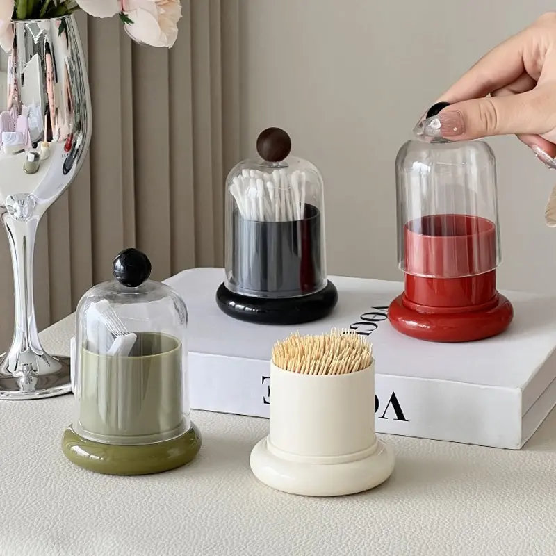 Household High-grade Dental Floss Storage Box with Lid Toothpick Box Creative Cotton Swab Jar Desktop Decorations Ornaments