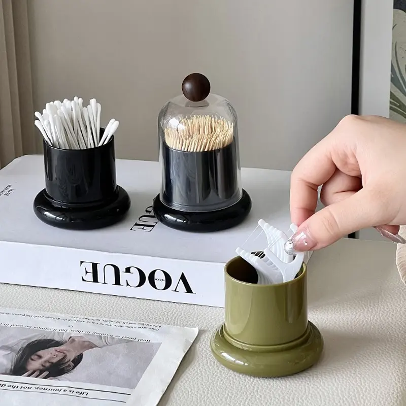 Household High-grade Dental Floss Storage Box with Lid Toothpick Box Creative Cotton Swab Jar Desktop Decorations Ornaments