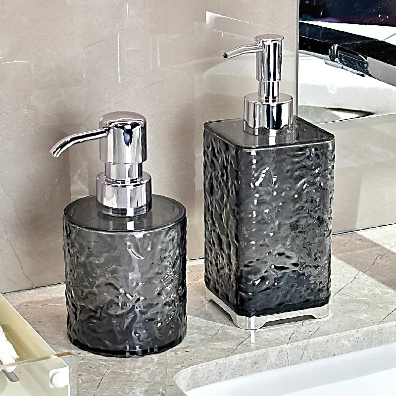 Water Ripple Square Soap Dispenser Creative Round Acrylic Emulsion Bottle Bathroom Accessories Portable Cosmetic Water Bottle