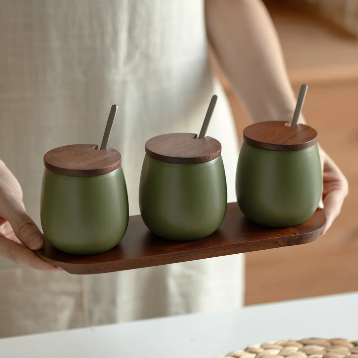 Nordic Household Ceramic Seasoning Jar Cone-shaped Seasoning Box Kitchen Storage Container Household Accessories Ceramic Jar