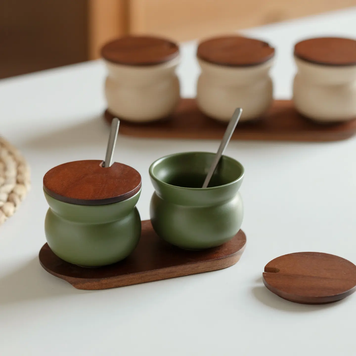 Nordic Household Ceramic Seasoning Jar Cone-shaped Seasoning Box Kitchen Storage Container Household Accessories Ceramic Jar