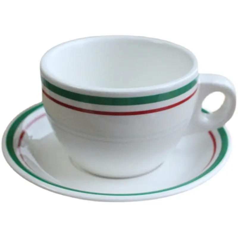 Nordic Coffee Cups Saucers Set Afternoon Tea Cups Cake Dessert Dish Retro Minimalist Lines Ceramic Mug Biscuit Small Plate