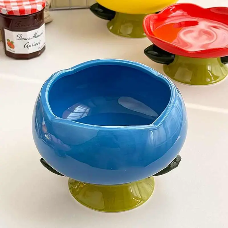 Creative Flower Design Ceramic Tall Ice Cream Bowl Cute Snack Dessert Tray Delicate Yoghurt Bowl Girls Gift
