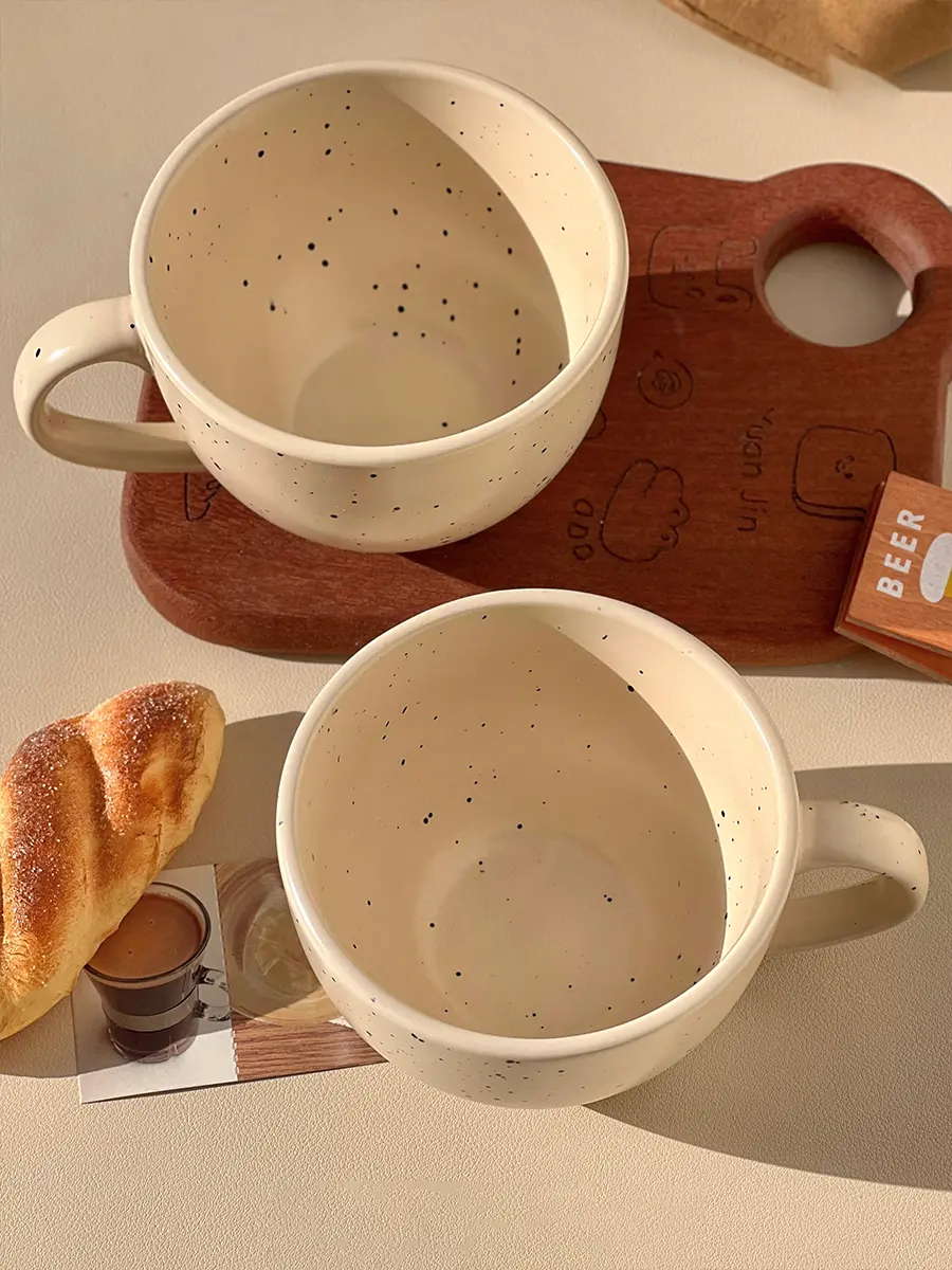Ink Splash Ceramic Mug Exquisite Coffee Cup Household Large Capacity Breakfast Milk Oatmeal Cup 500ml Drinkware
