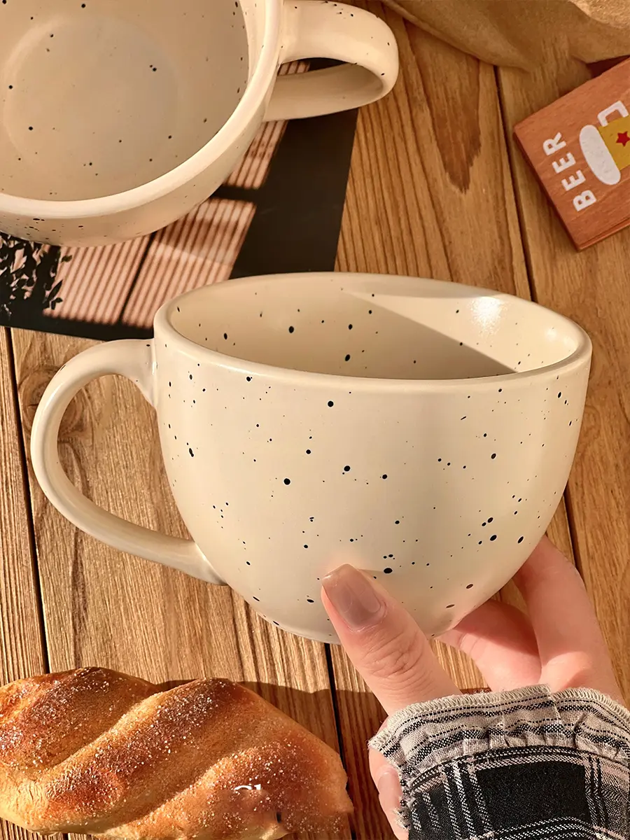 Ink Splash Ceramic Mug Exquisite Coffee Cup Household Large Capacity Breakfast Milk Oatmeal Cup 500ml Drinkware