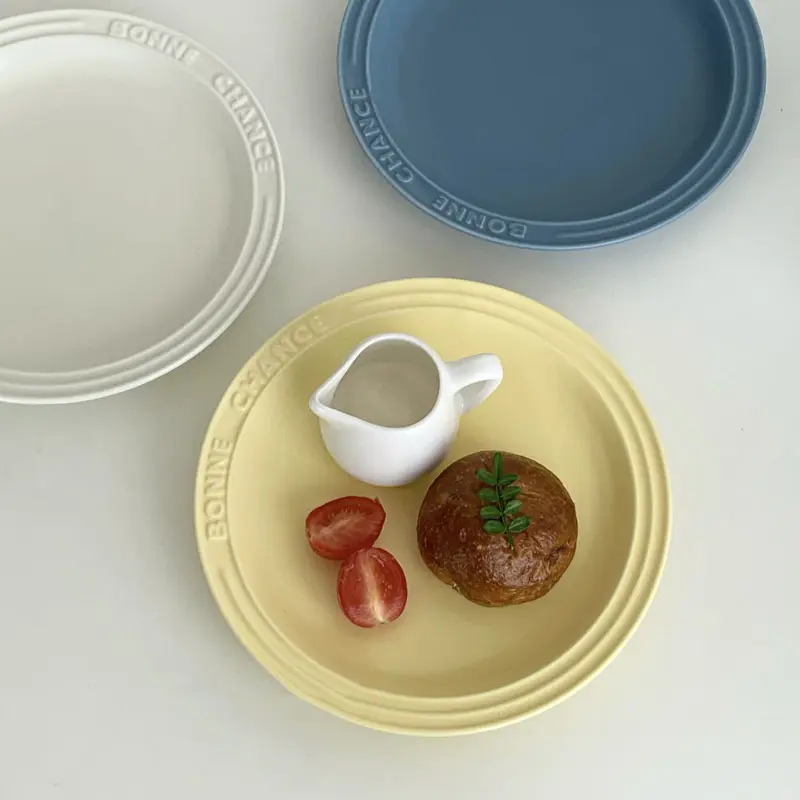 French Matte Steak Plate Home Pasta Dishes Breakfast Fruit Salad Bread Tray Cake Dessert Platter Kitchen Tableware