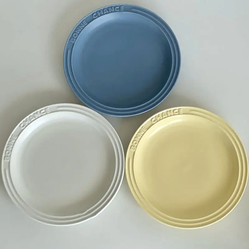 French Matte Steak Plate Home Pasta Dishes Breakfast Fruit Salad Bread Tray Cake Dessert Platter Kitchen Tableware