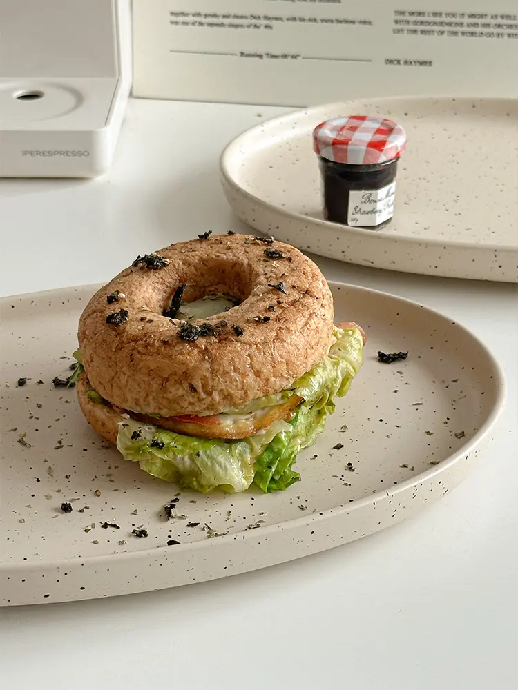 Splash Ink Oval Plate Ceramic Breakfast Dessert Plate Household Western Food Plate Pastry Plate 30cm