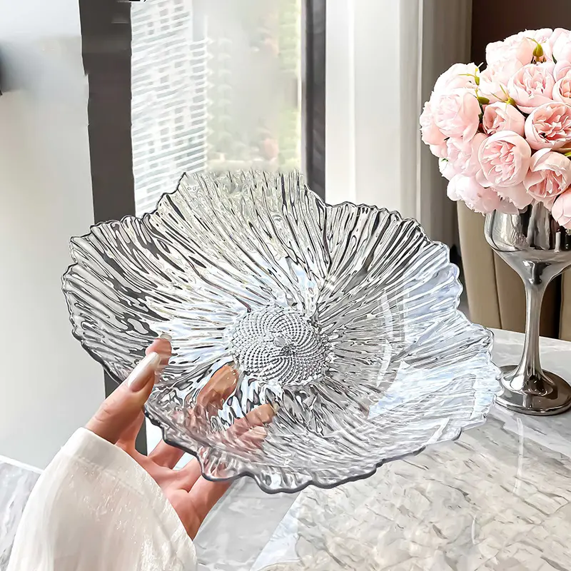 26cm Irregular Fruit Plate Home Living Room Dried Fruit Candy Placement Plates Transparent Light Luxury Salad Tray