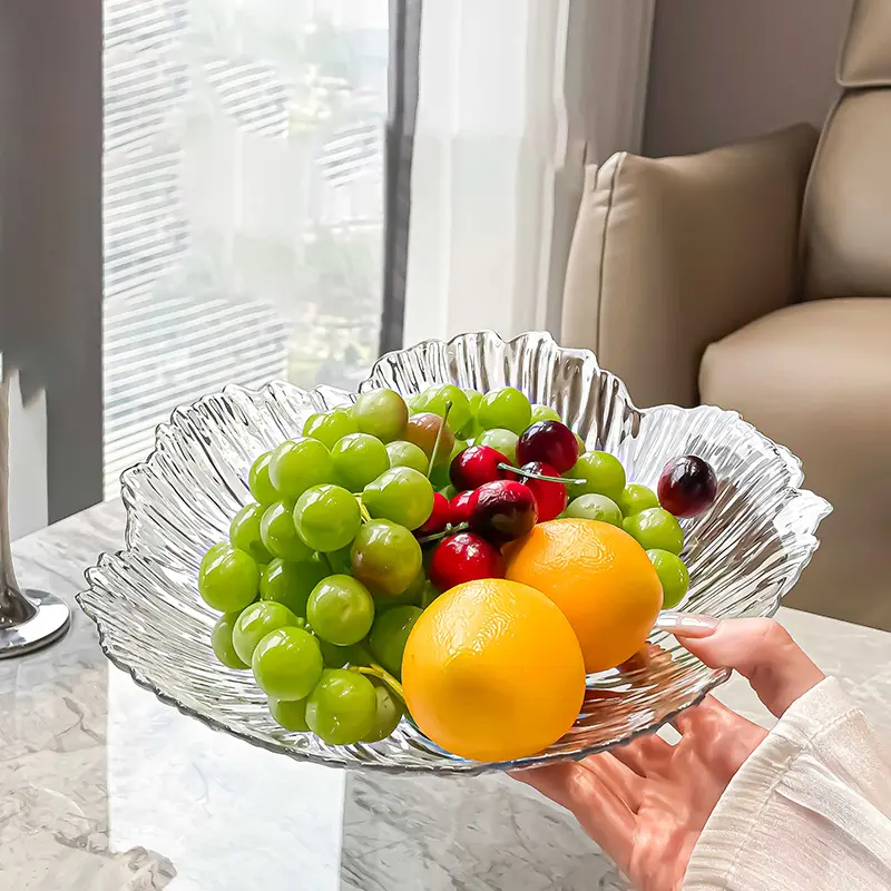 26cm Irregular Fruit Plate Home Living Room Dried Fruit Candy Placement Plates Transparent Light Luxury Salad Tray